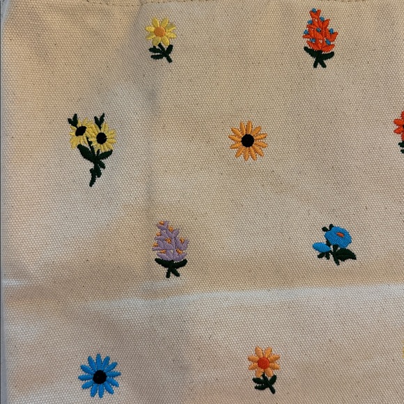 BAGGU Duck Dity Floral Embroidered Canvas Tote Bag - Picture 4 of 11